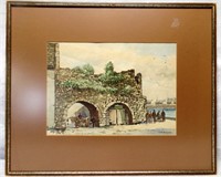 C M Doran Irish The Spanish Arch Galway Watercolor