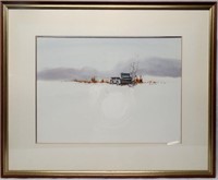 Ed Gifford Watercolor Landscape with Wagon