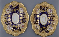 Cobalt Blue and Gold Decorated Porcelain Dishes