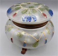 Victorian Dresser Jar Casket Enameled Blown Glass