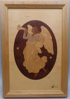 Hudson River Inlay Marquetry Angel with Trumpet