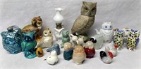 Collection of Owls, Mini Oil Lamp etc.