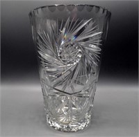 Vintage Stars & Pinwheels Cut Glass Crystal Vase