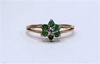 10k Gold & Emeralds Ring size 6 3/4
