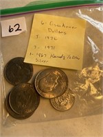 EISENHOWER ONE DOLLAR COINS &1-1967 HALF DOLLAR