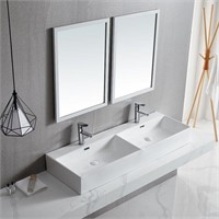 Ceramic Rect. Trough Bathroom Sink with Overflow