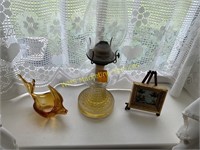 Oil Lamp and Misc. Glass