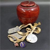 Treasured Dog Tags Found in Old Wood Oriental Jar