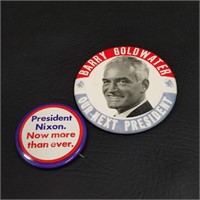 Presidential Buttons Goldwater & Nixon