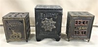 (3) Cast Iron Safe Banks incl. Fidelty w/ Dog