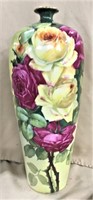 Large T&V Limoges Vase w/ Roses 14"H