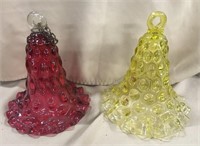 (2) Victorian Colored Glass Smoke Bells