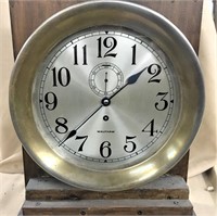 Waltham Brass Ships Clock, 10"Dia, Working w/ key