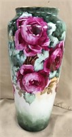 Large Limoges Vase w/ Flowers, 13 1/2"H