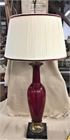 Nice Ruby & Panelled Table Lamp, 36"H at Finial