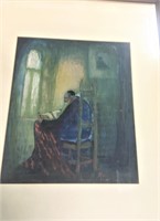 Painting Cleric Reading Manuscript, Signed
