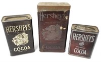 Lot of 3 Hershey Cocoa Tins,4oz,1/2 lb,1 lb