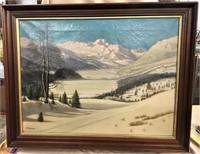 W. T. Robinson Winter Landscape Oil Painting