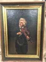 Oil Painting of Violinist, Frame 22" x 16"