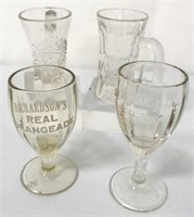 Lot of 4,GlassAdvertising Mugs,Stemware