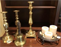 Brass Candlestick Holders/Bell & Candles
