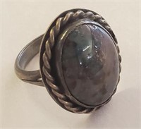Ring, Silver, Turquoise, Size About 6.75
