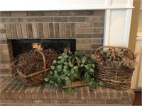 Large Baskets with Dried Flowers & Faux Plant