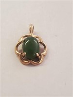 Goldtone Pendant, Jade? Stone, No Markings