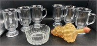Glass Mugs, Small Bowl & Wine Decanter