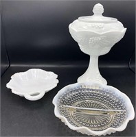 Milk Glass Separated Server/Compote & more