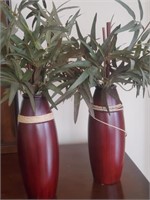 2pc Artificial Decor In Wood Like Vases