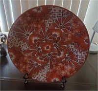 Decorative Ceramic Plate, Mexico, W/ Metal Stand