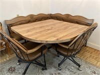 Vintage Dining Table with Corner Benches & Two