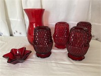 Kings Crown 4 Candle Light Ruby  Vase & Candle