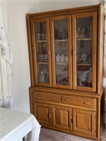 Solid Oak China Closet 6  Door 2 drawers