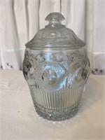 Kings Crown Thumb Print Clear Decanter w/Lid