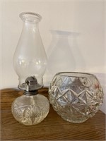 Oil Lamp and Bowl Decor for Floral or Candles