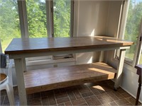 Table on Wheels 74” x 29 1/2” x 37” t