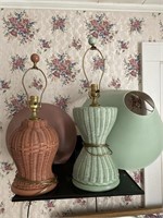 Vintage Wicket Lamps With shades