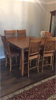 Oak Pub Style Table (6 Chairs) (1 Leaf 18") 36"