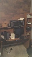 Office Desk & Book Case With Computer Printer Etc