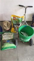 Lawn Seeder, Seed, And Hand Spreader
