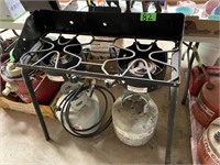 CAMP CHEF 2 BURNER STOVE W/ 2 PROPANE TANKS