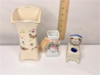 Porcelain Pin Cusion & Vases