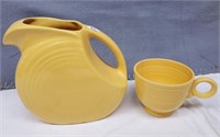 Fiesta Yellow pitcher & cup (cup is cracked)