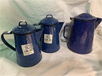 Enamel ware coffee pots - blue