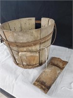 Wood Bucket, one slat out but present