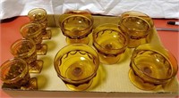 Amber glass goblets, 2 sizes & designs