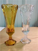 Coin Dot Vases (2),  Amber & Clear