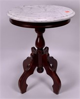 Low marble top stand, 14" round white marble,